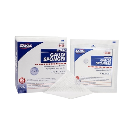 Dukal Woven Gauze Sponge, Sterile 4x 4 8Ply 2's, 1200PK 6408